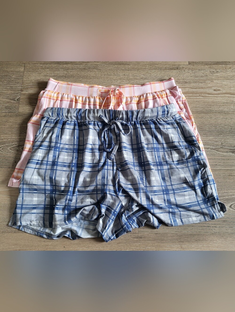 Carisma Plaid Lounge Shorts Set (2 Pairs) - Size Large